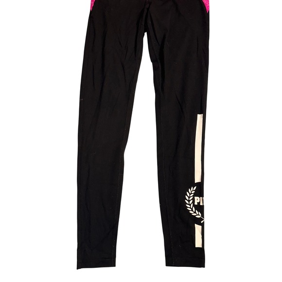 PINK Victoria Secret Yoga Leggings XS Black Hot Pink Activewear Athletic - Picture 3 of 6